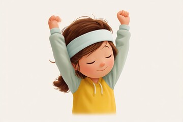 cartoon character stretching arms with slipping headband