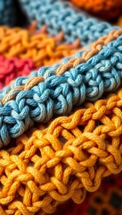 close up of a crocheted blanket made of yarn