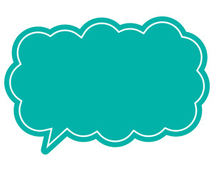 シンプルなカラーの吹き出し　細長い雲形