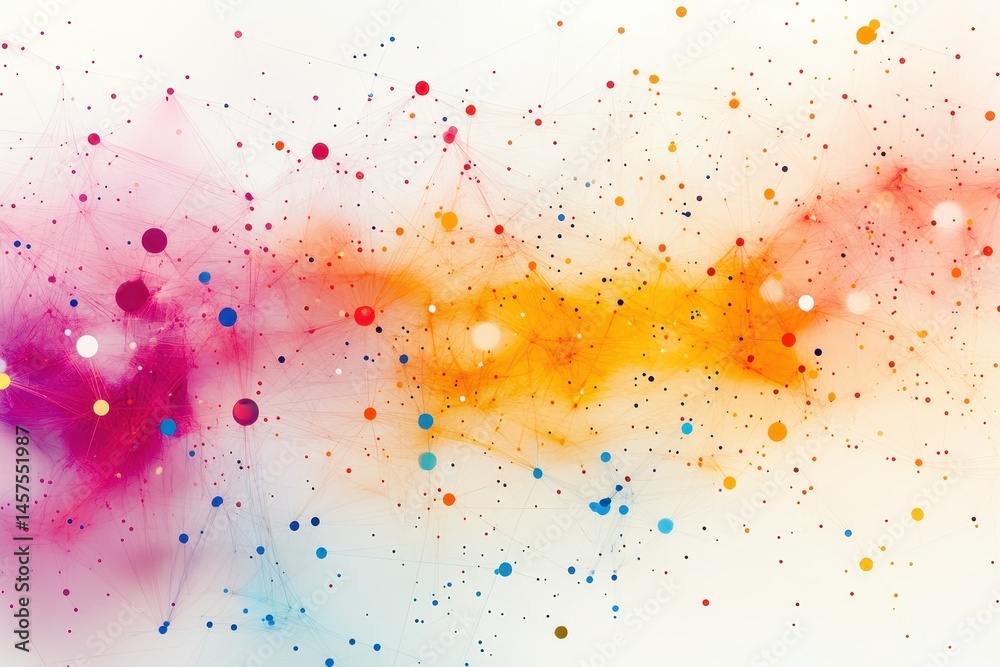 Poster Colorful abstract waves of fluid motion display dynamic energy and creativity in a vibrant digital artwork captured in soft hues and intricate details