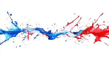 Fototapeta premium Blue and red paint splatter collision dynamic abstract background