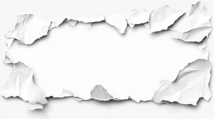 Naklejka premium White ripped paper frame on white background