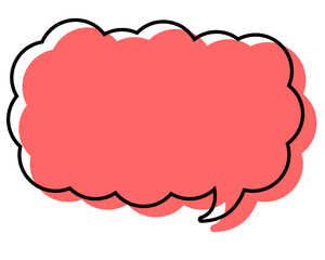 シンプルな線がずれた吹き出し　細長い雲形