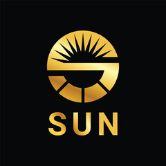 Letter S and sun luxury logo design