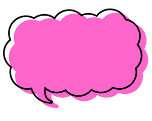 シンプルな線がずれた吹き出し　細長い雲形