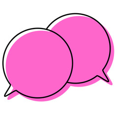 シンプルな線がずれた吹き出し　重なる会話