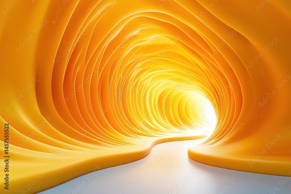 Aufkleber bright yellow tunnel creates a surreal pathway leading to a light source, suggesting exploration and
