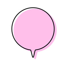 シンプルな線がずれた吹き出し　丸形の下向き