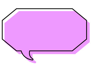 シンプルな線がずれた吹き出し　細長い八角形