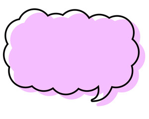 シンプルな線がずれた吹き出し　細長い雲形