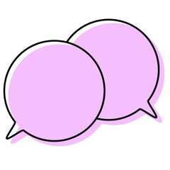 シンプルな線がずれた吹き出し　重なる会話