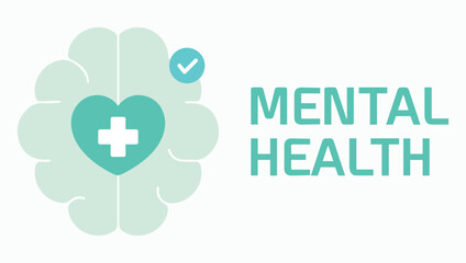 Mental health, human brain, mind, heart, world day, medicine. Anxiety, depression, burnout, care, stress, therapy. Positive thinking, emotion, psychology. Set, icon, vector