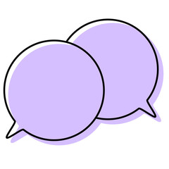 シンプルな線がずれた吹き出し　重なる会話