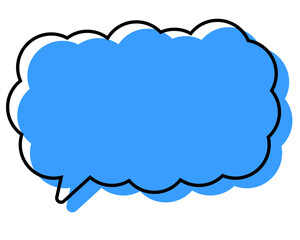 シンプルな線がずれた吹き出し　細長い雲形