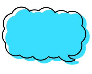 シンプルな線がずれた吹き出し　細長い雲形