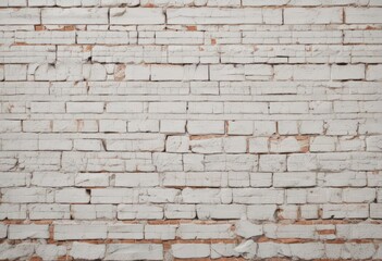 Obraz premium Cracked white brick wall, showing mortar, aged appearance, masonry, design, aged