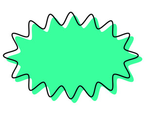 シンプルな線がずれた吹き出し　細長い丸みのあるギザギザした形