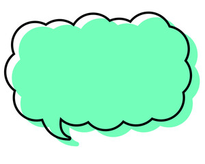 シンプルな線がずれた吹き出し　細長い雲形