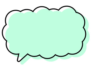 シンプルな線がずれた吹き出し　細長い雲形
