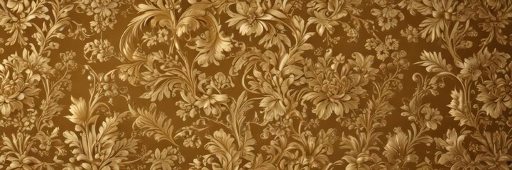 Golden damask floral background  Intricate leaf & flower details , leaf, floral pattern, background