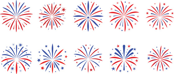 4th July 10 Firework Vector Graphic Bundle