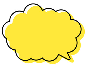 シンプルな線がずれた吹き出し　丸みのある雲形