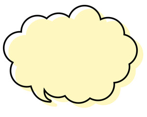 シンプルな線がずれた吹き出し　丸みのある雲形