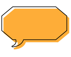 シンプルな線がずれた吹き出し　細長い八角形