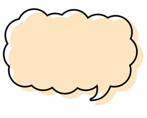 シンプルな線がずれた吹き出し　細長い雲形