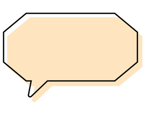 シンプルな線がずれた吹き出し　細長い八角形