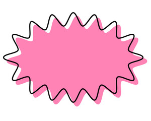 シンプルな線がずれた吹き出し　細長い丸みのあるギザギザした形