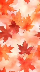 Obraz premium Vibrant Autumn Maple Leaves Background: Red and Orange Fall Pattern in Artistic Nature Scene