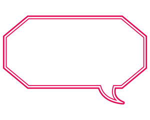 シンプルなカラー線の吹き出し　細長い八角形