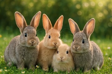 Fototapeta premium Adorable bunnies in nature setting.