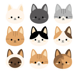 Kawaii Cat Faces Icon Assortment/可愛い猫の顔アイコン詰め合わせ