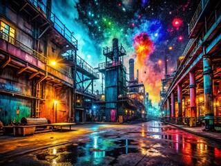 Fototapeta premium Abstract Industrial Night Paint Splatter Texture Background