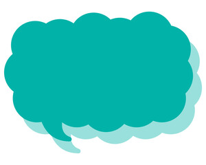 シンプルなカラーの吹き出し　細長い雲形