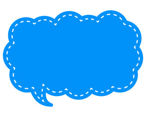 シンプルなカラーの吹き出し　細長い雲形