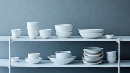 Dual-shelf console table with items stacked vertically