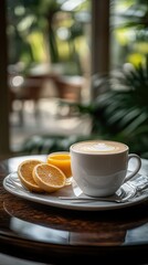 Fototapeta premium Relaxing cafe latte with citrus