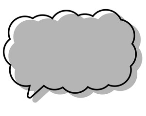 シンプルな線がずれた吹き出し　細長い雲形