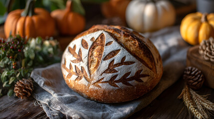 A Loaf Of Bread With A Design On It Sitting On A Table (AI Image)