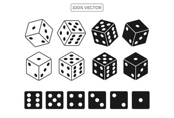 Game dice isometric icons set isolated vector illustration template design