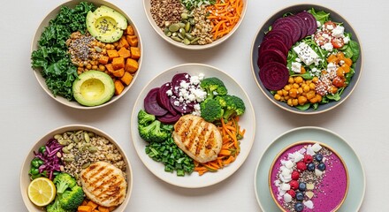 colorful and nourishing power bowls filled with fresh veggies, grains, fruits, and protein, perfect for a vibrant, healthy lifestyle and clean eating inspiration