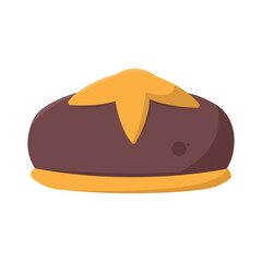 Sweet bun with yellow topping. Vector