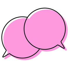 シンプルな線がずれた吹き出し　重なる会話