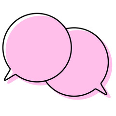 シンプルな線がずれた吹き出し　重なる会話