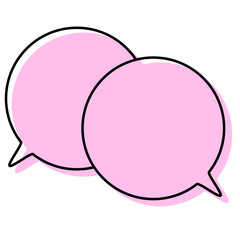 シンプルな線がずれた吹き出し　重なる会話