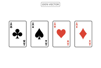 Ace of spades vector icon. Spade ace playing card. Playing cards symbols vector icon. Hearts, spades, diamonds