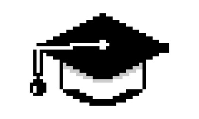 Obraz premium graduation cap hat vector pixel art design 